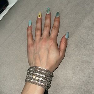 Silver Tone Crystal Chunky Chain Bracelet